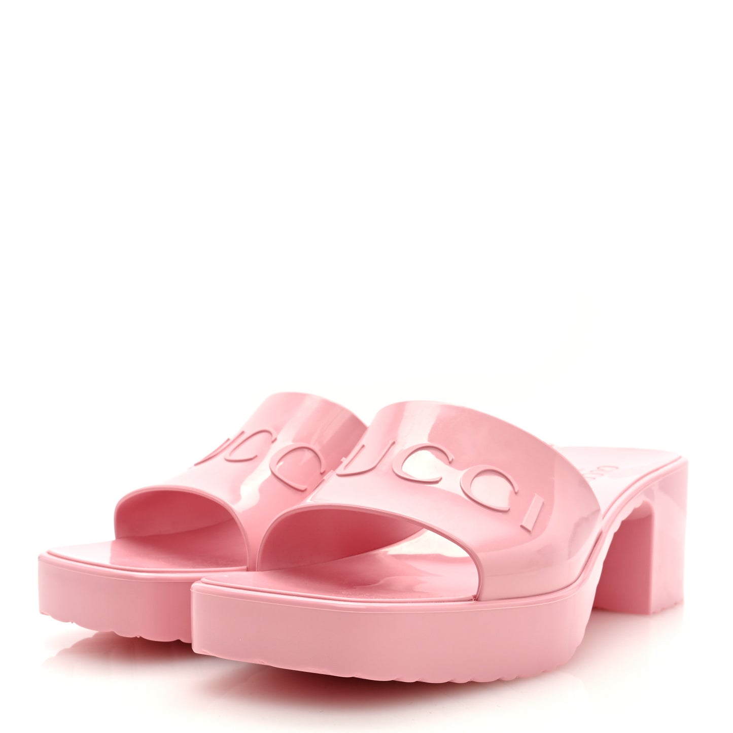 Rubber Gucci Logo Womens Platform 20/60mm Slide Sandals 40 Wild Rose