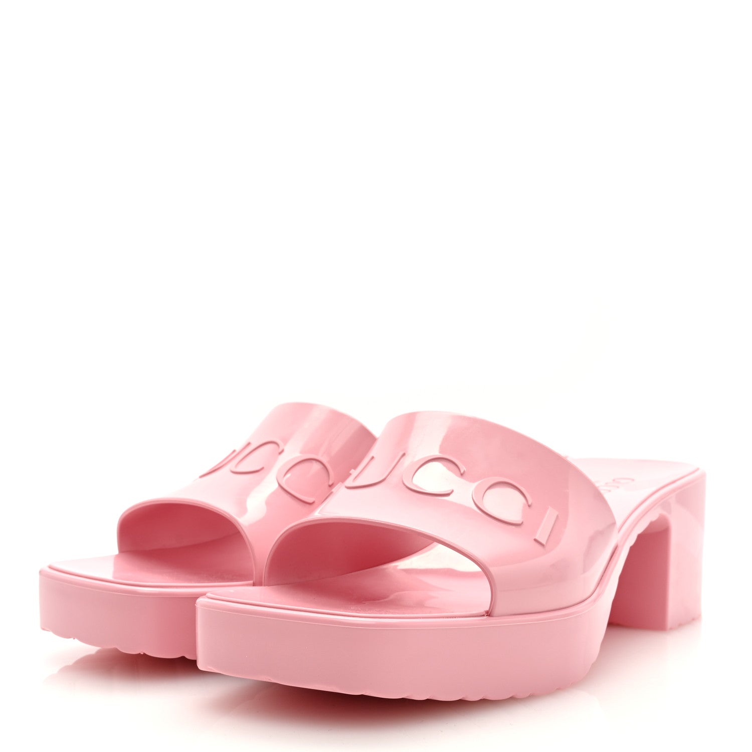 Gucci Rubber Gucci Logo Womens Platform 20/60mm Slide Sandals 40 Wild Rose 2 of 8