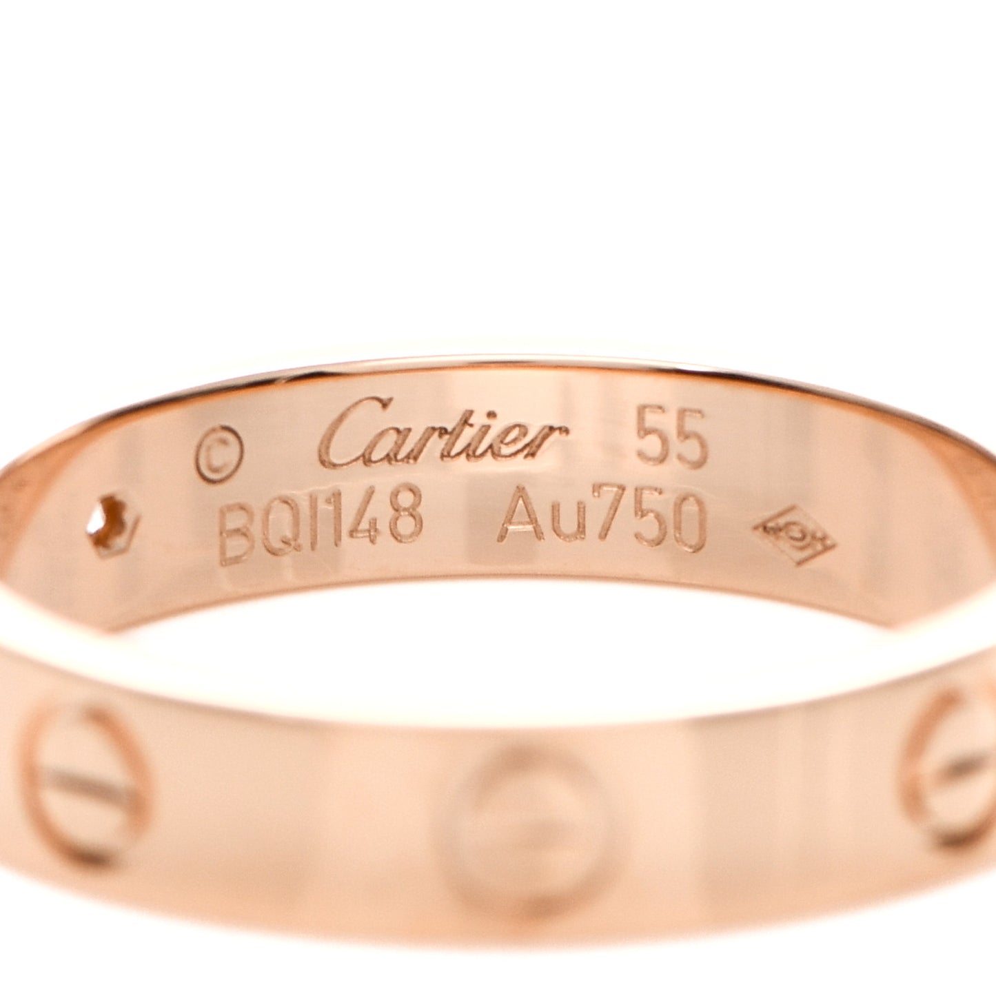 18K Pink Gold Diamond LOVE Wedding Band Ring 55 7.25