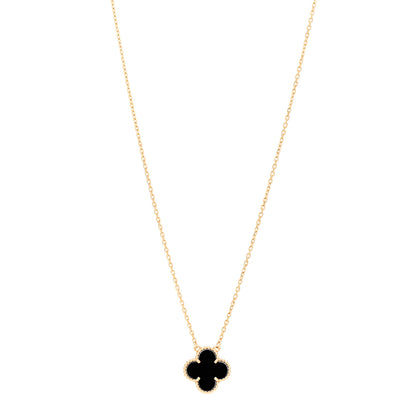 Van Cleef & Arpels 18K Yellow Gold Black Onyx Vintage Alhambra Pendant Necklace 1 of 5