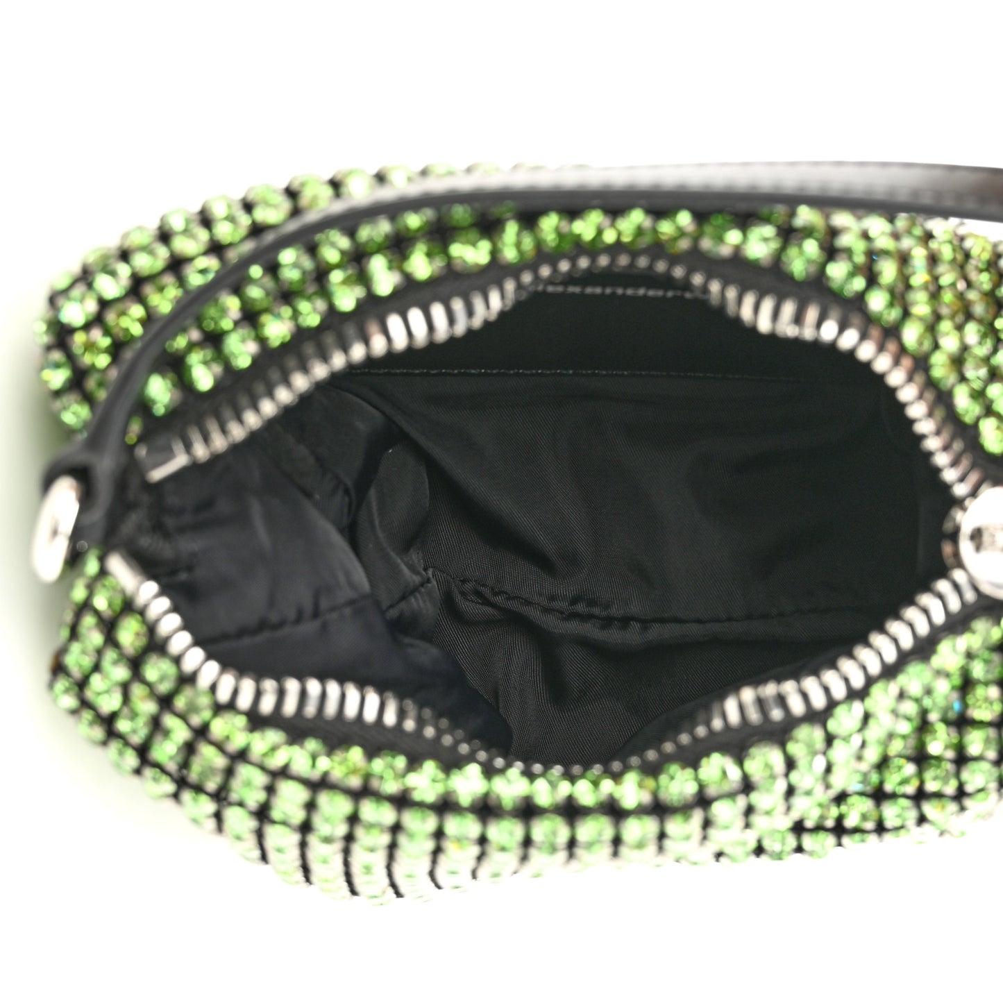 Mesh Crystal Rhinestone Mini Heiress Pouch Green