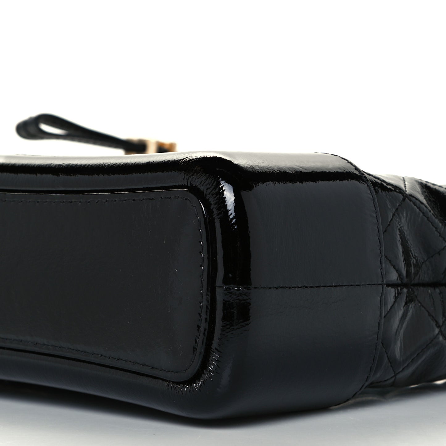 Patent Goatskin Quilted Medium Gabrielle Hobo Black