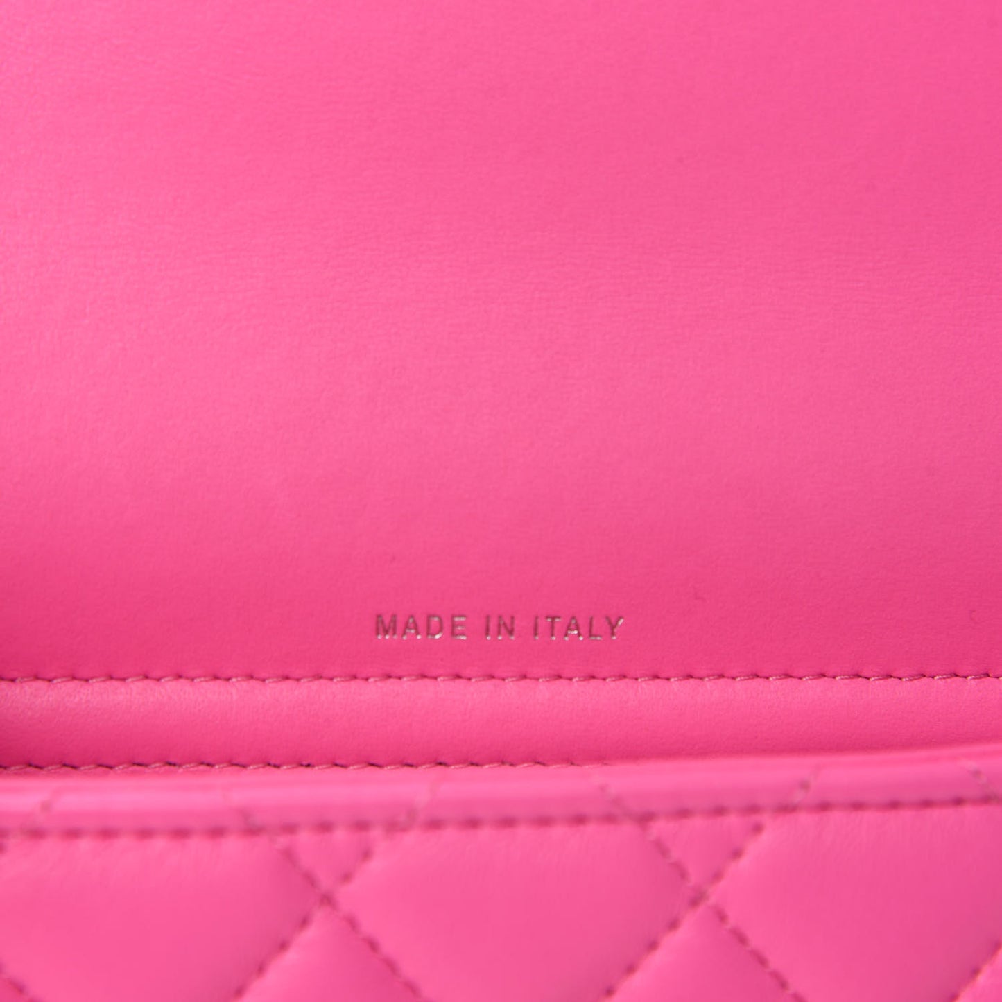 Lambskin Quilted Flap Phone Holder With Chain Neon Pink