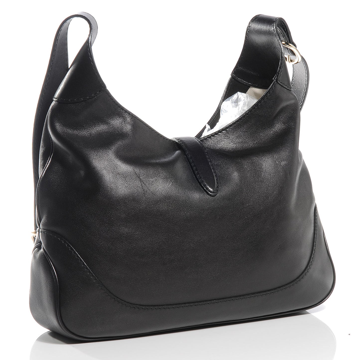 Leather Jackie Medium Shoulder Bag Black