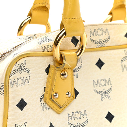 MCM Visetos Satchel White Yellow 9 of 16