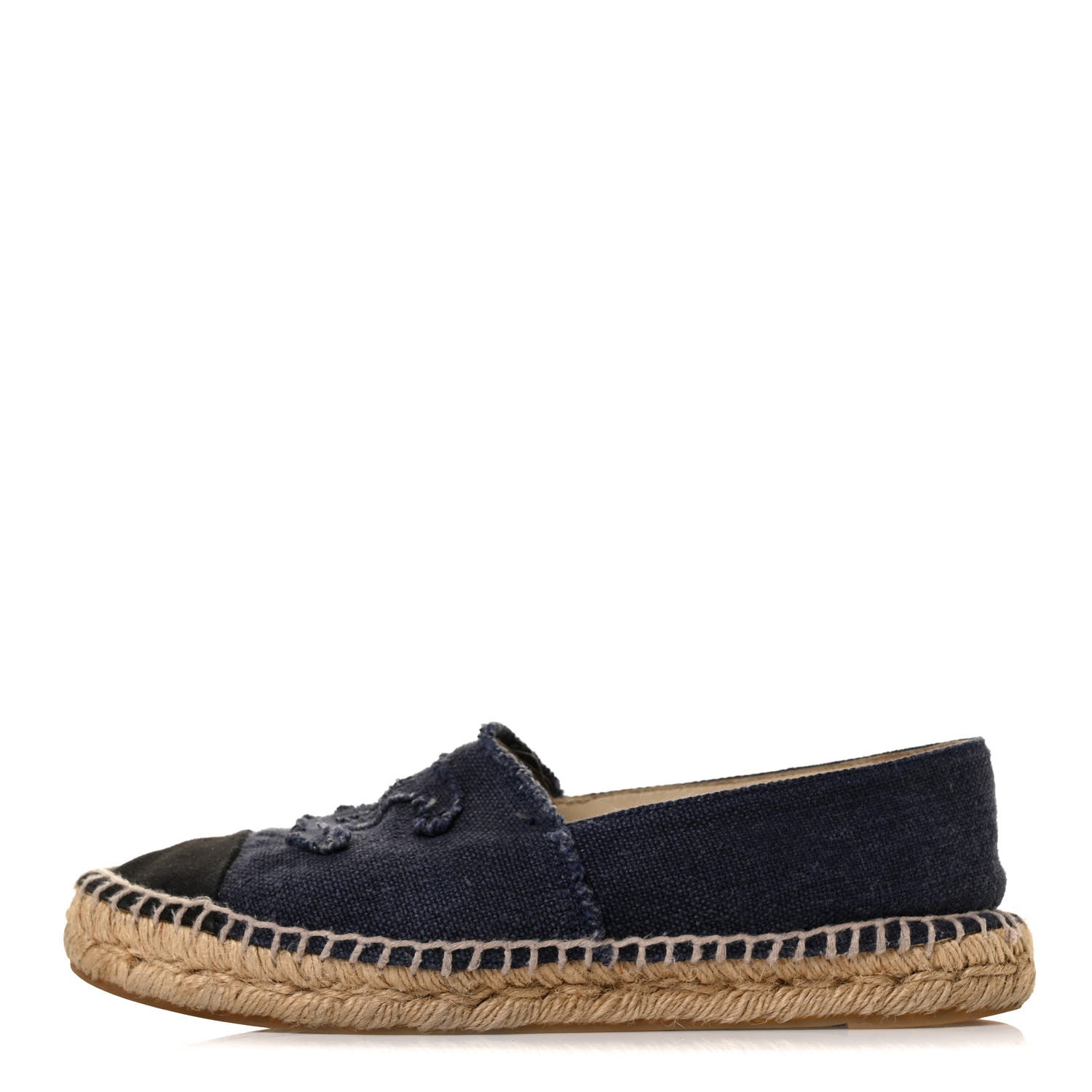 Chanel Denim Toile CC Espadrilles 40 Navy Black 1 of 8