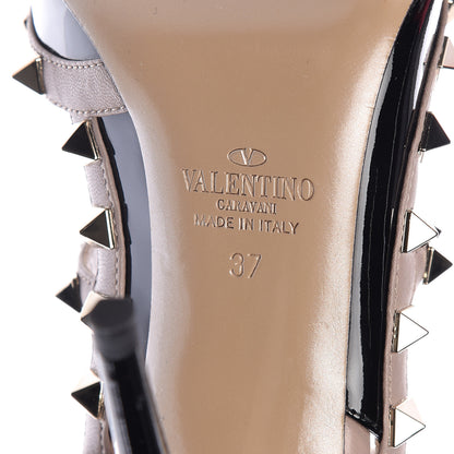 Valentino Garavani Patent Nappa Rockstud Ankle Strap 100mm Pumps 37 Black Poudre 7 of 8