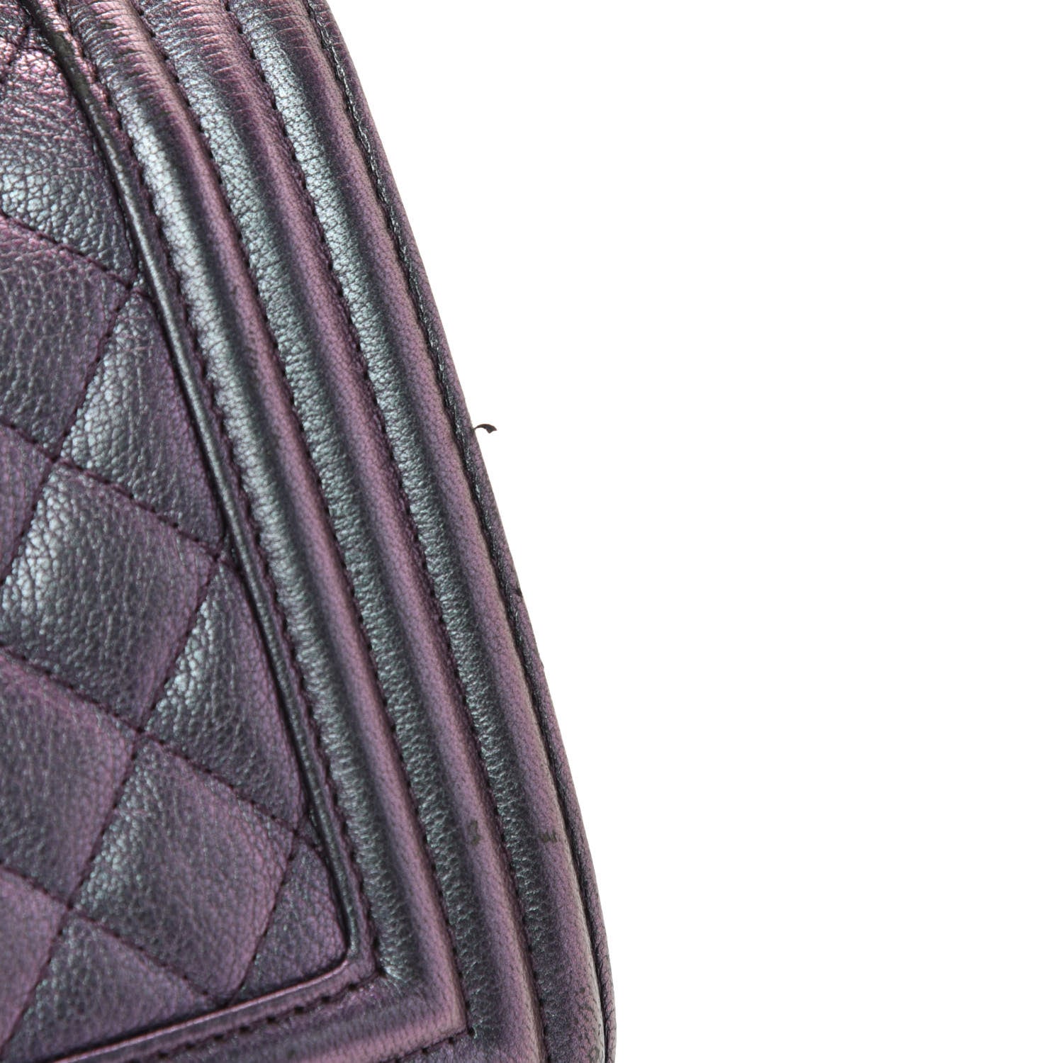Chanel Iridescent Goatskin Quilted Medium Boy Flap Purple 12 of 12