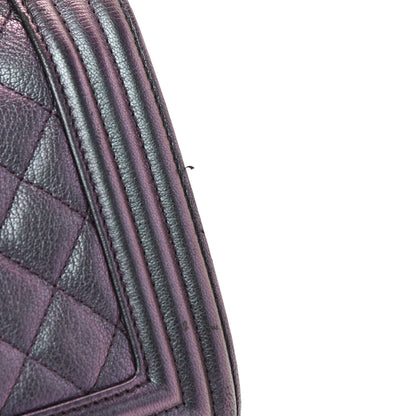 Chanel Iridescent Goatskin Quilted Medium Boy Flap Purple 12 of 12