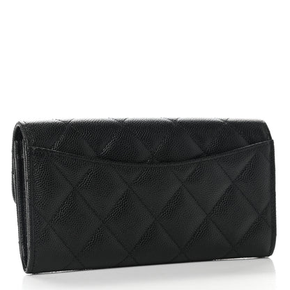 Chanel Caviar Quilted Medium Gusset Flap Wallet Black 3 of 9