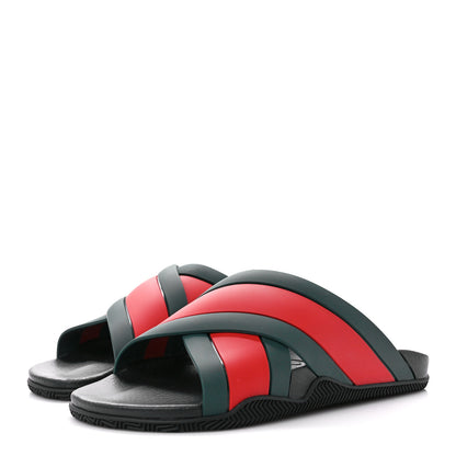 Gucci Rubber Web Womens Criss Cross Slide Sandals 41 Green Red 3 of 10