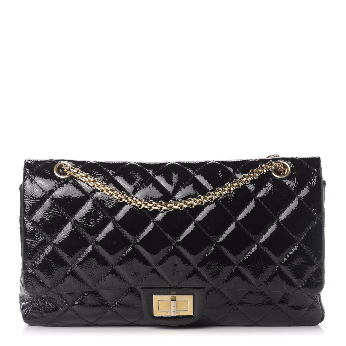 Distressed Patent Quilted 2.55 Reissue 227 Flap Black
