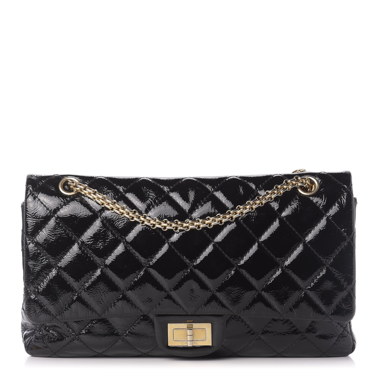 Chanel Distressed Patent Quilted 2.55 Reissue 227 Flap Black 1 of 12