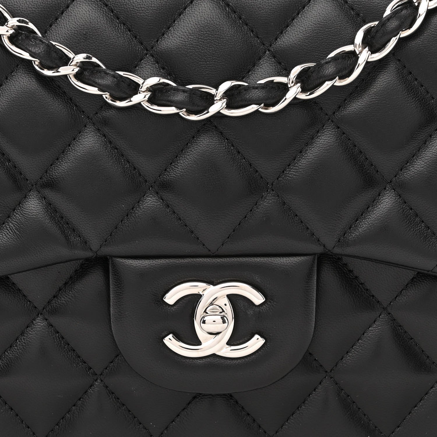 Chanel Lambskin Quilted Jumbo Double Flap Black 8 of 14