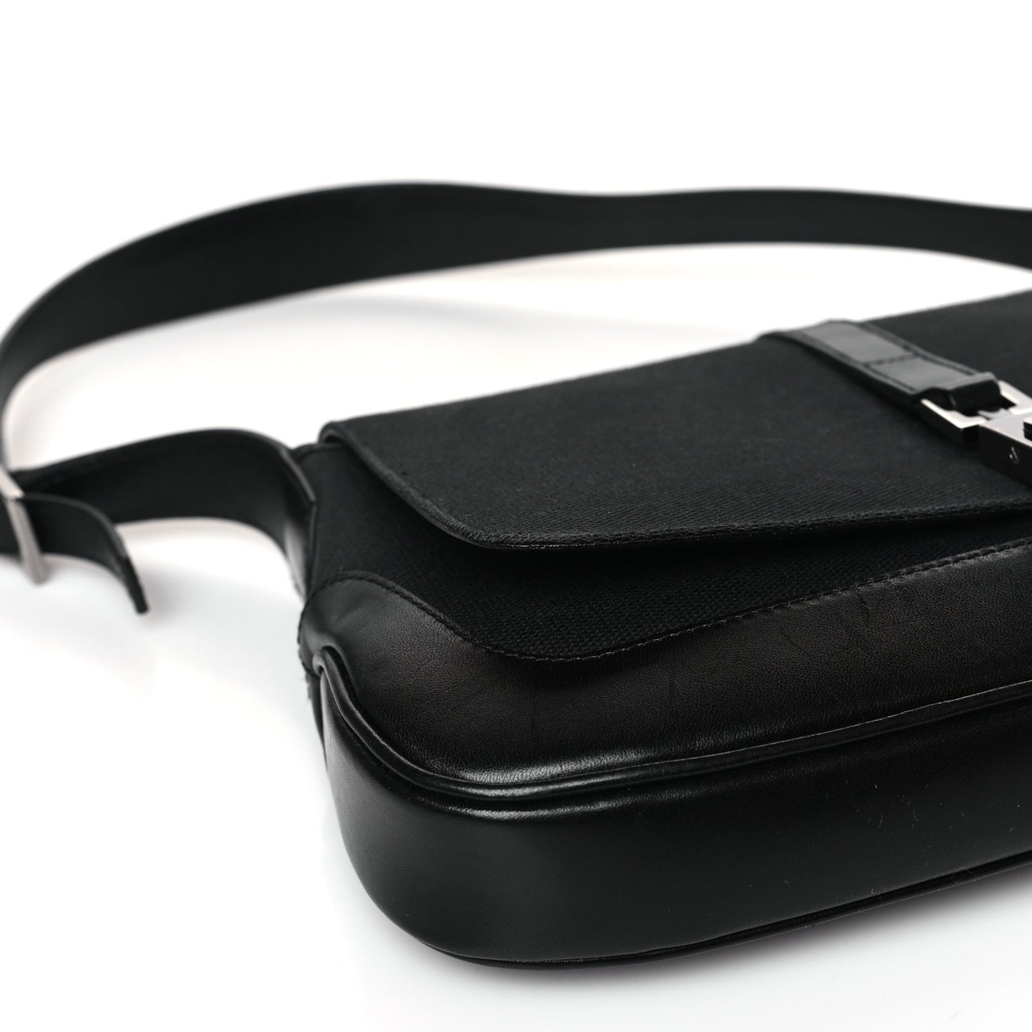 Canvas Calfskin Small Jackie O Hobo Black