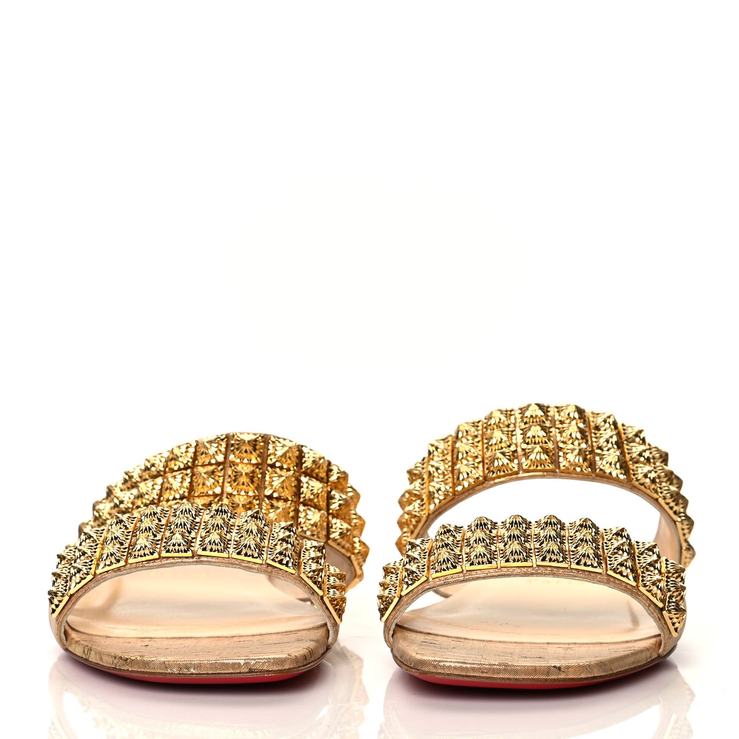 Liege Pepite Studded Myriadiam Flat Slide Sandals 38 Gold