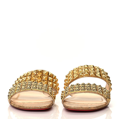 Christian Louboutin Liege Pepite Studded Myriadiam Flat Slide Sandals 38 Gold 2 of 8
