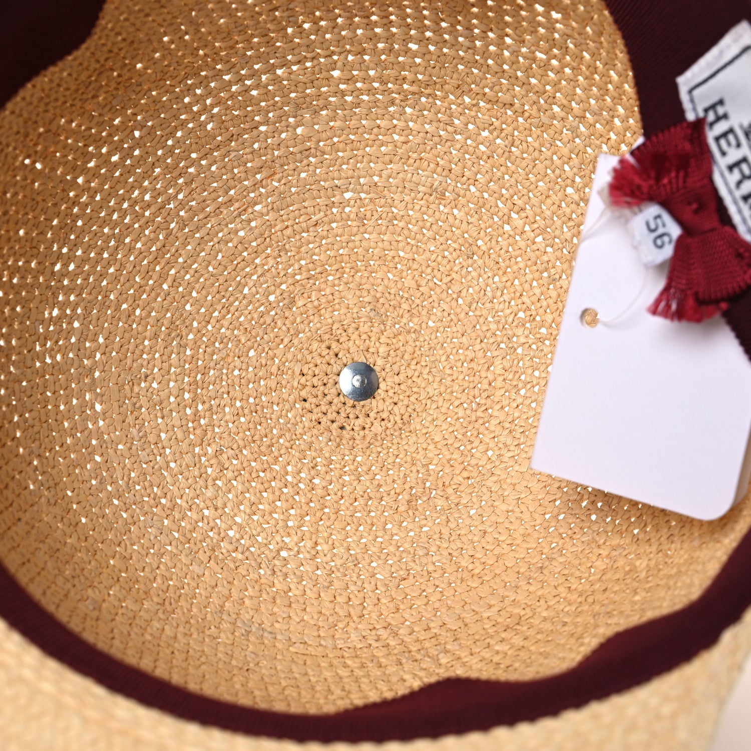 Hermes Straw Tanzanie Hat 56 Naturel Rouge Coquelicot 7 of 8