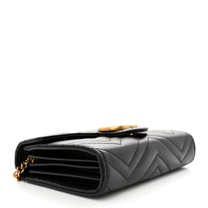 Gucci Calfskin Matelasse GG Marmont Chain Wallet Black 4 of 13