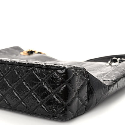 Chanel Shiny Aged Calfskin Quilted Large Shopping Bag Black 11 of 11
