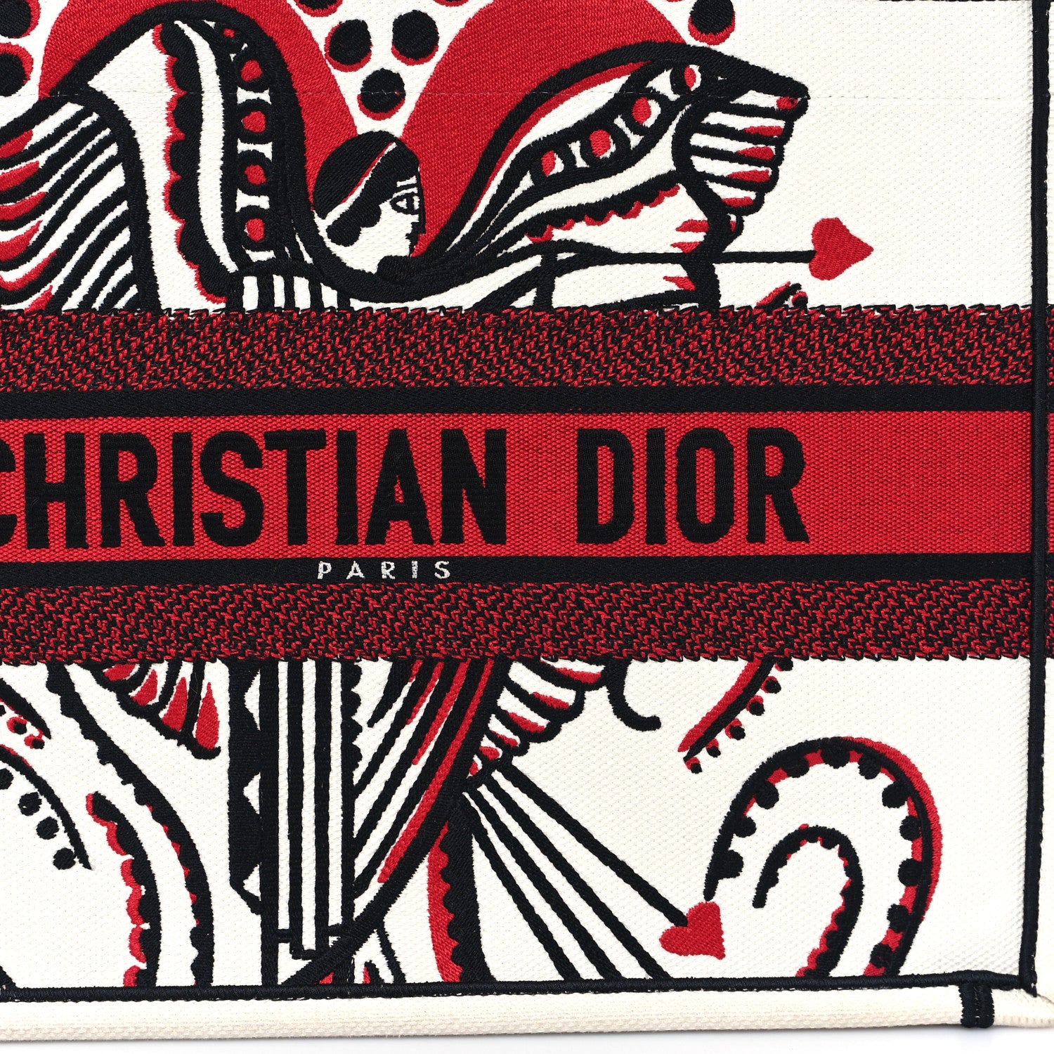 Christian Dior Canvas Embroidered Medium Cupidon Book Tote Latte Multicolor 8 of 14