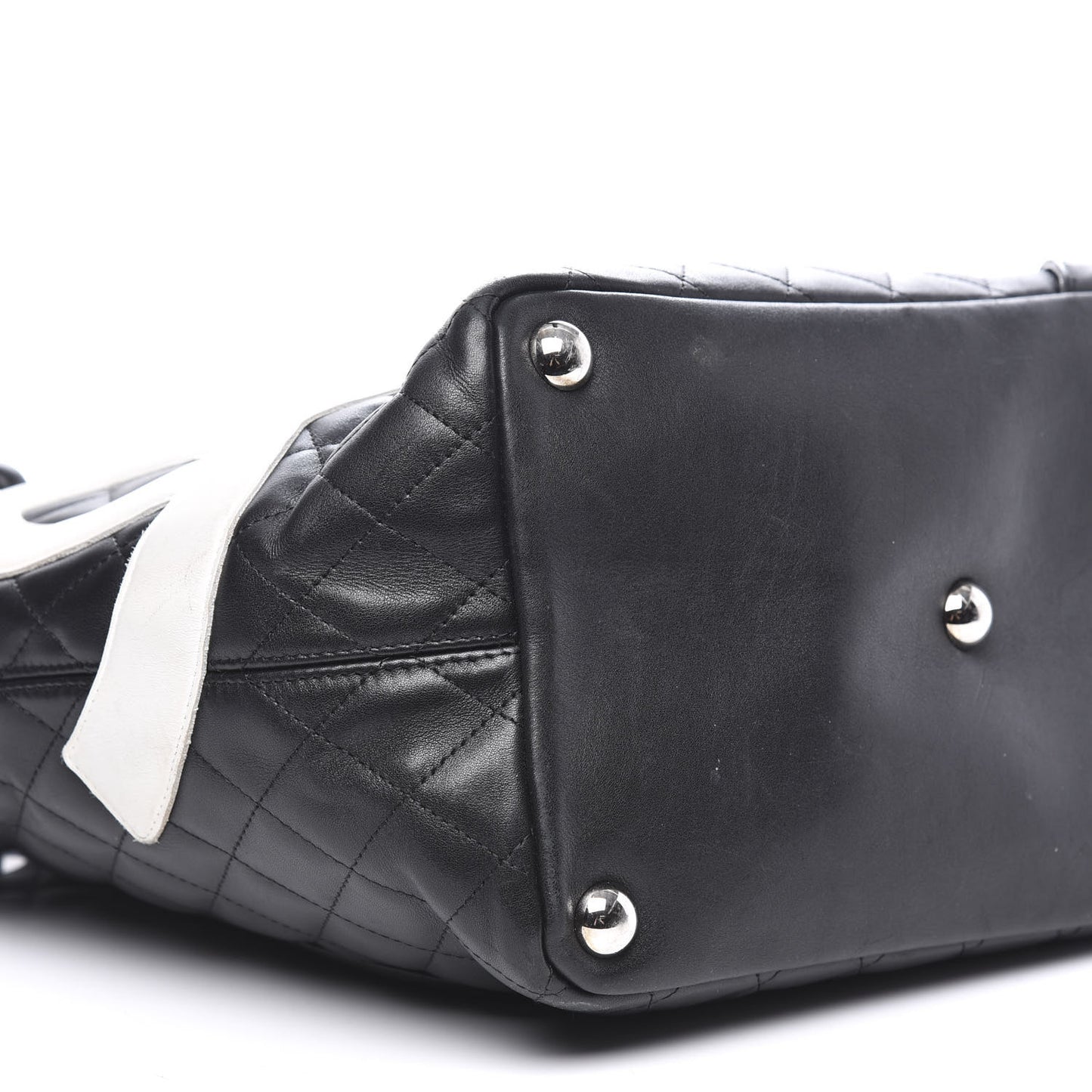 Calfskin Quilted Large Cambon Tote Black White