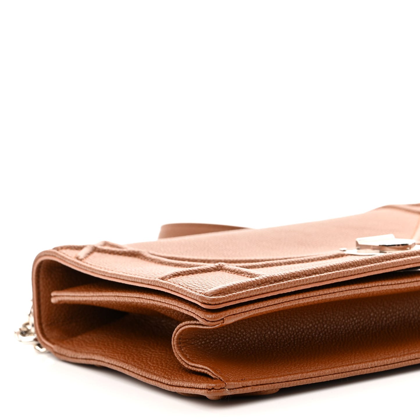 Grained Calfskin Medium Diorama Flap Bag Brown