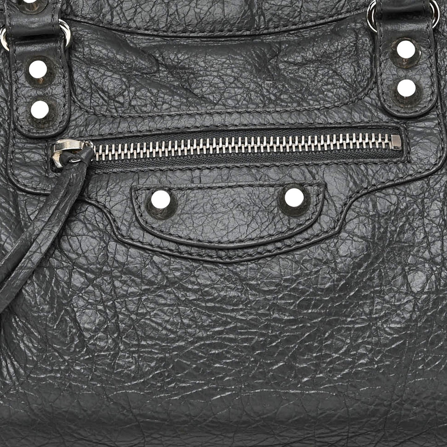 Agneau Classic Silver Hardware S City Graffiti Logo Strap Gris Fossile