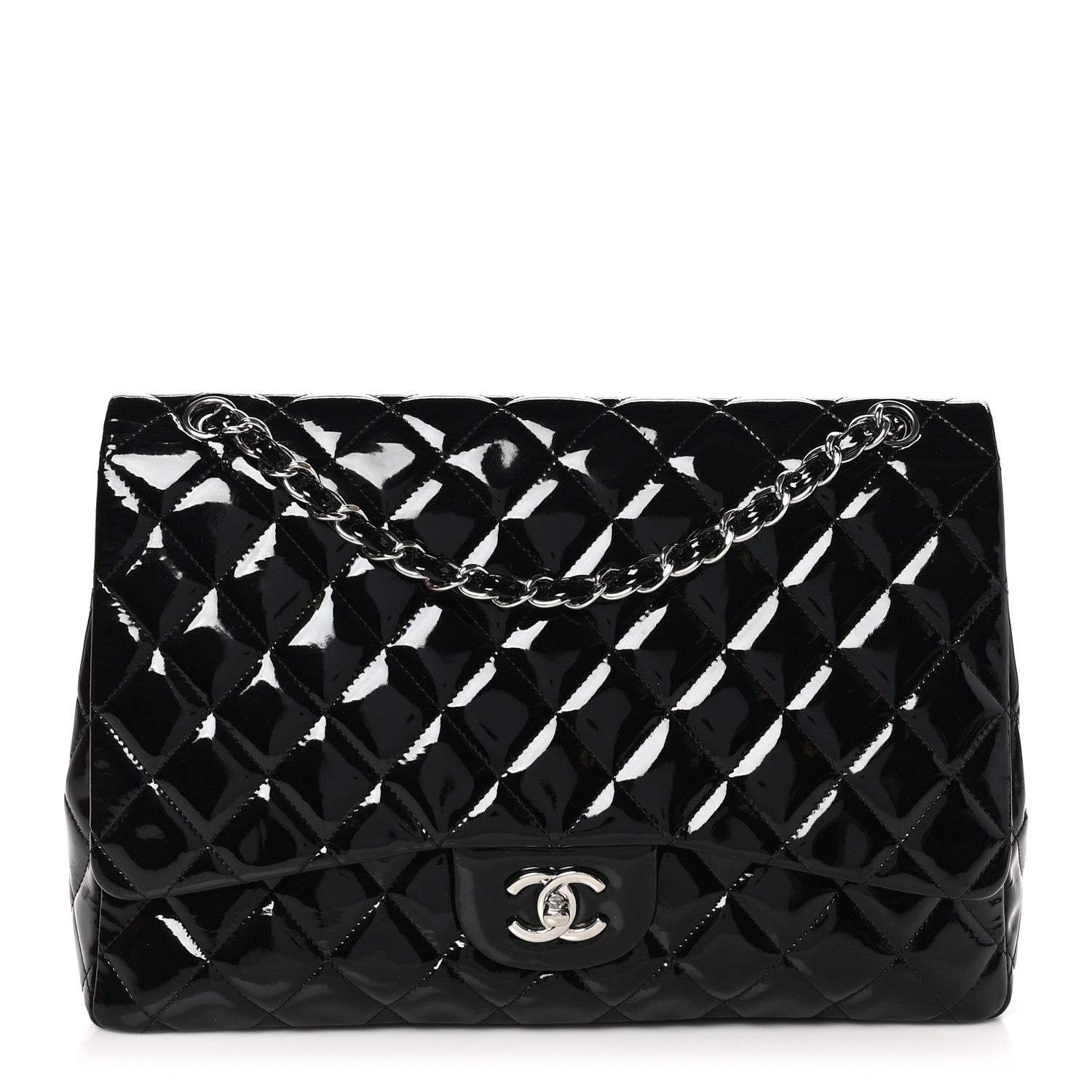 Chanel Patent Quilted Maxi Single Flap Black 1 of 10