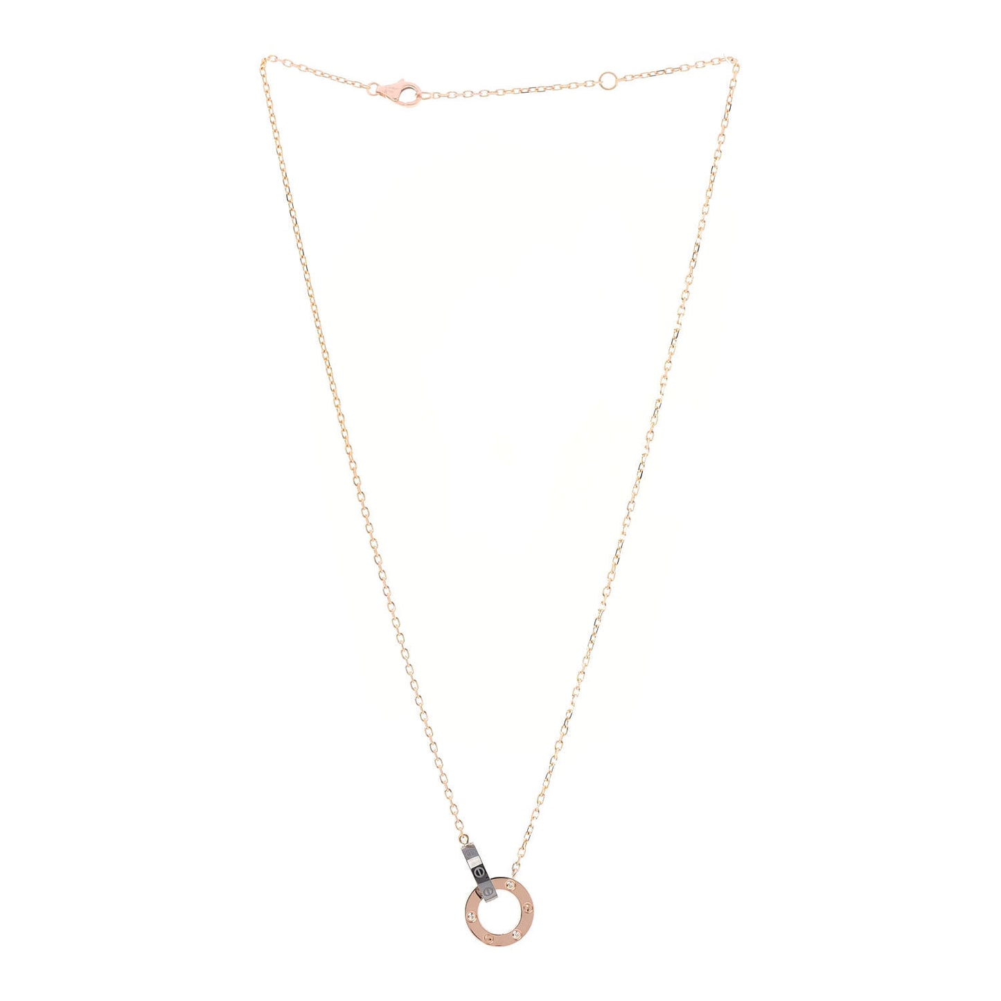 18K Pink Gold Black Ceramic Diamond Interlocking LOVE Necklace