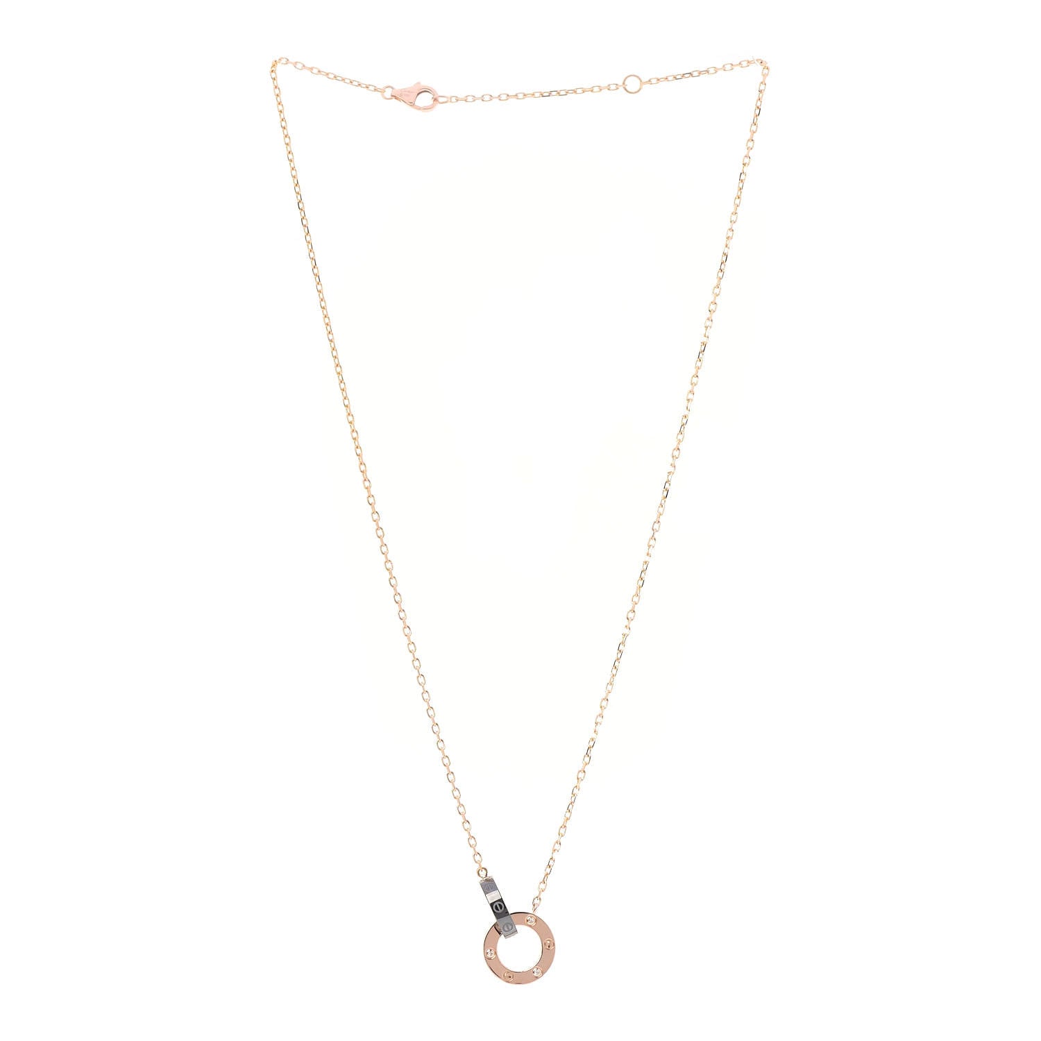 Cartier 18K Pink Gold Black Ceramic Diamond Interlocking LOVE Necklace 3 of 5