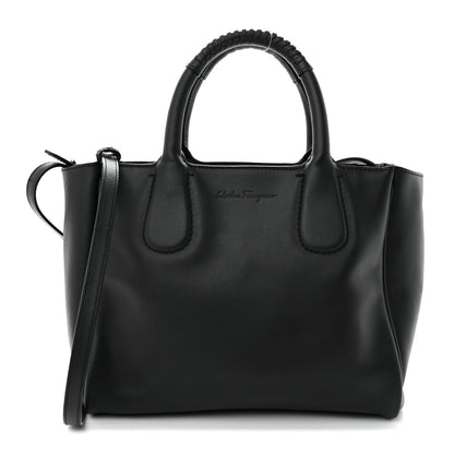 Salvatore Ferragamo Calfskin Double Handle Small Nolita Satchel Black 1 of 15