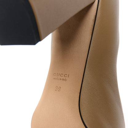 Gucci Calfskin Horsebit Block Heel Pumps 39 Beige 7 of 8