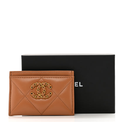 Chanel Lambskin Quilted Chanel 19 Card Holder Brown 9 of 9