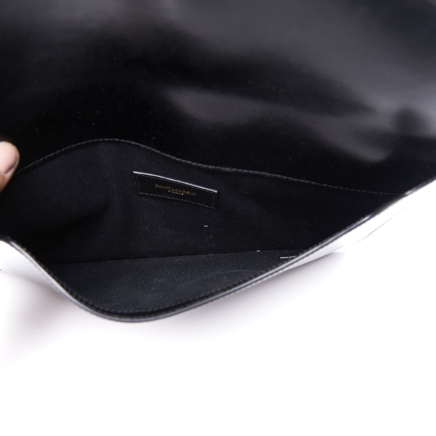 Saint Laurent Smooth Shiny Calfskin Monogram Uptown Pouch Black 4 of 10