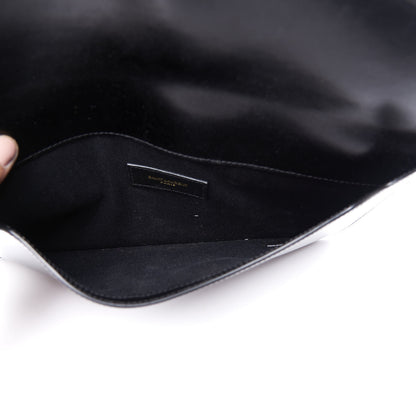 Saint Laurent Smooth Shiny Calfskin Monogram Uptown Pouch Black 4 of 10