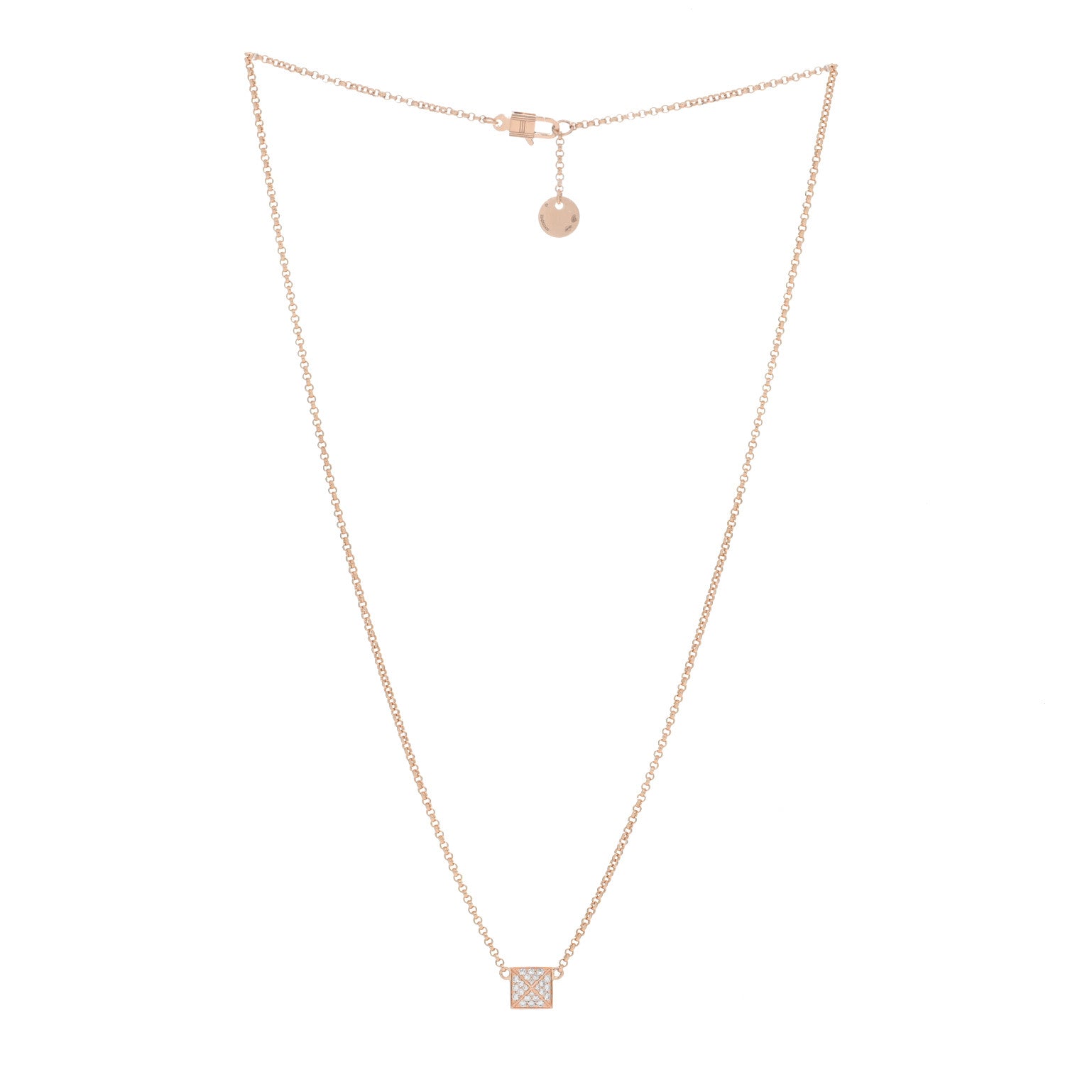 Hermes 18K Rose Gold Diamond Clou d'H Pendant Necklace 2 of 5
