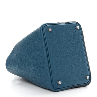 Hermes Taurillon Clemence Casaque Picotin Lock 18 PM Vert Bosphore Vert Cypress 4 of 9