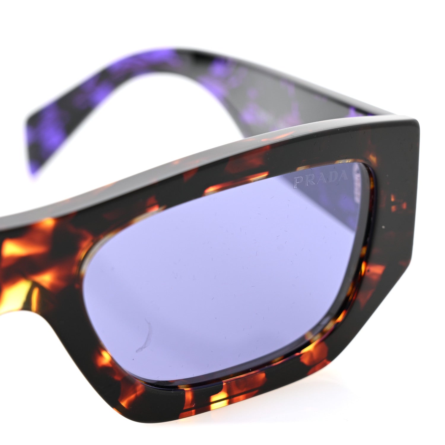 Prada Acetate Pillow Sunglasses SPR A01 Purple Havana Brown 7 of 8