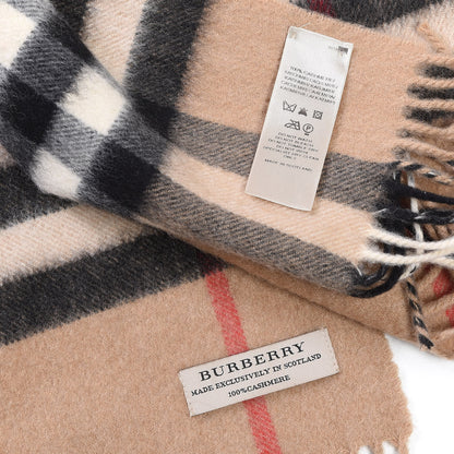 Burberry Cashmere Giant Check Fringe Scarf Camel 5 of 5