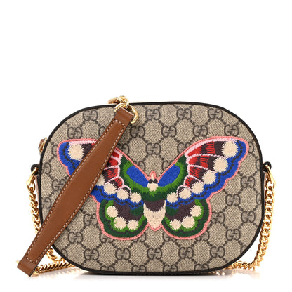 Gucci GG Supreme Monogram Butterfly Embroidered Mini Chain Shoulder Bag Beige Tuscany 1 of 14