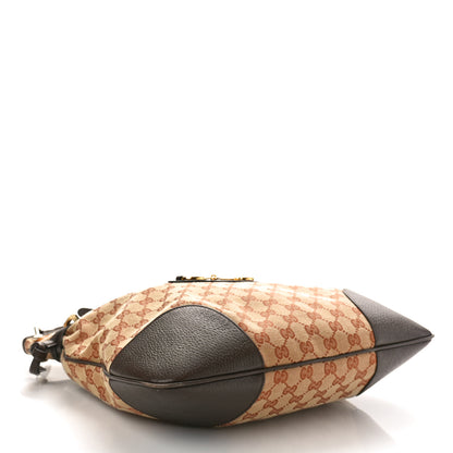 Gucci Monogram Textured Dollar Calfskin Horsebit 1955 Cinch Top Messenger Bag Beige Ebony Cocoa 4 of 12