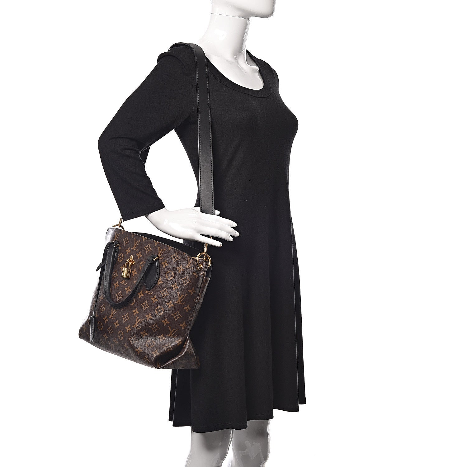 Louis Vuitton Monogram Flower Zipped Tote MM Black 3 of 9