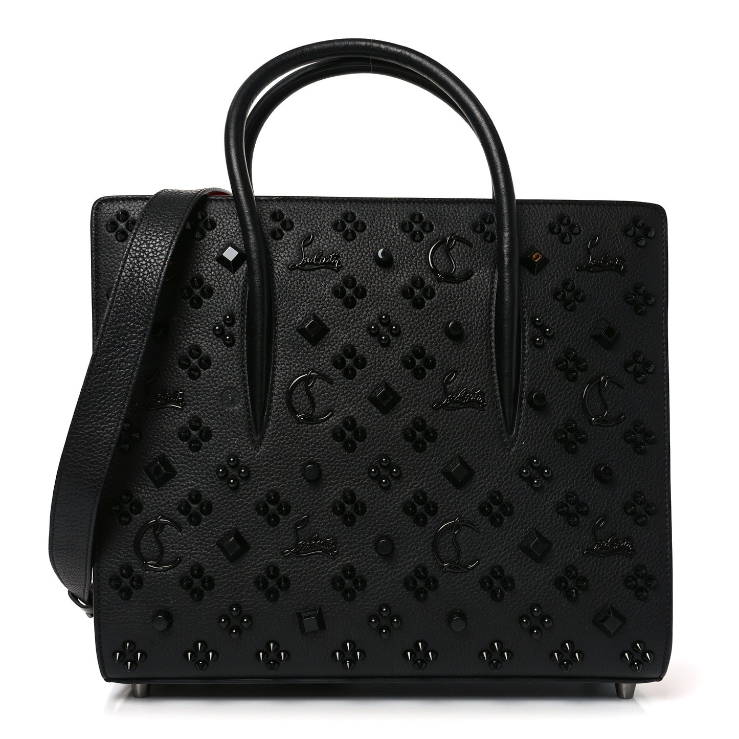 Calfskin Spikes Loubinthesky Medium Paloma Black