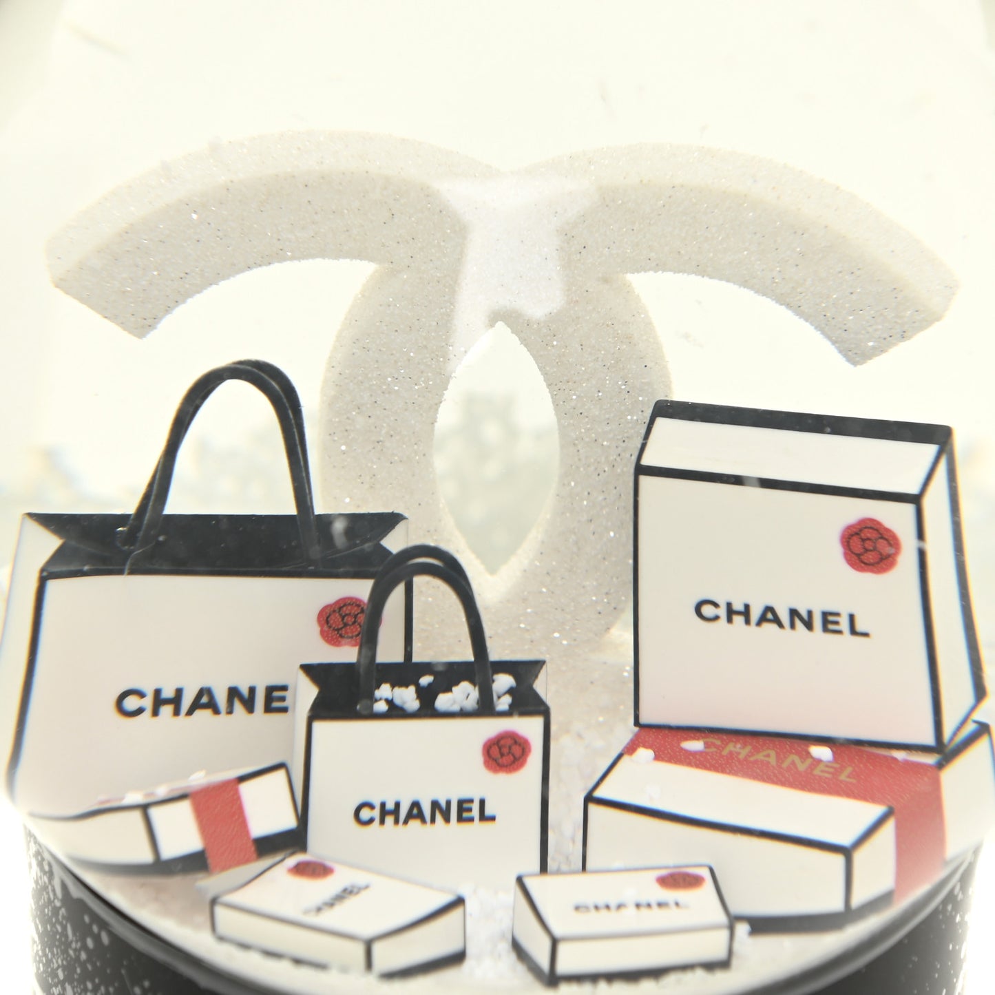 Glass CC Shopping Bag Snow Globe