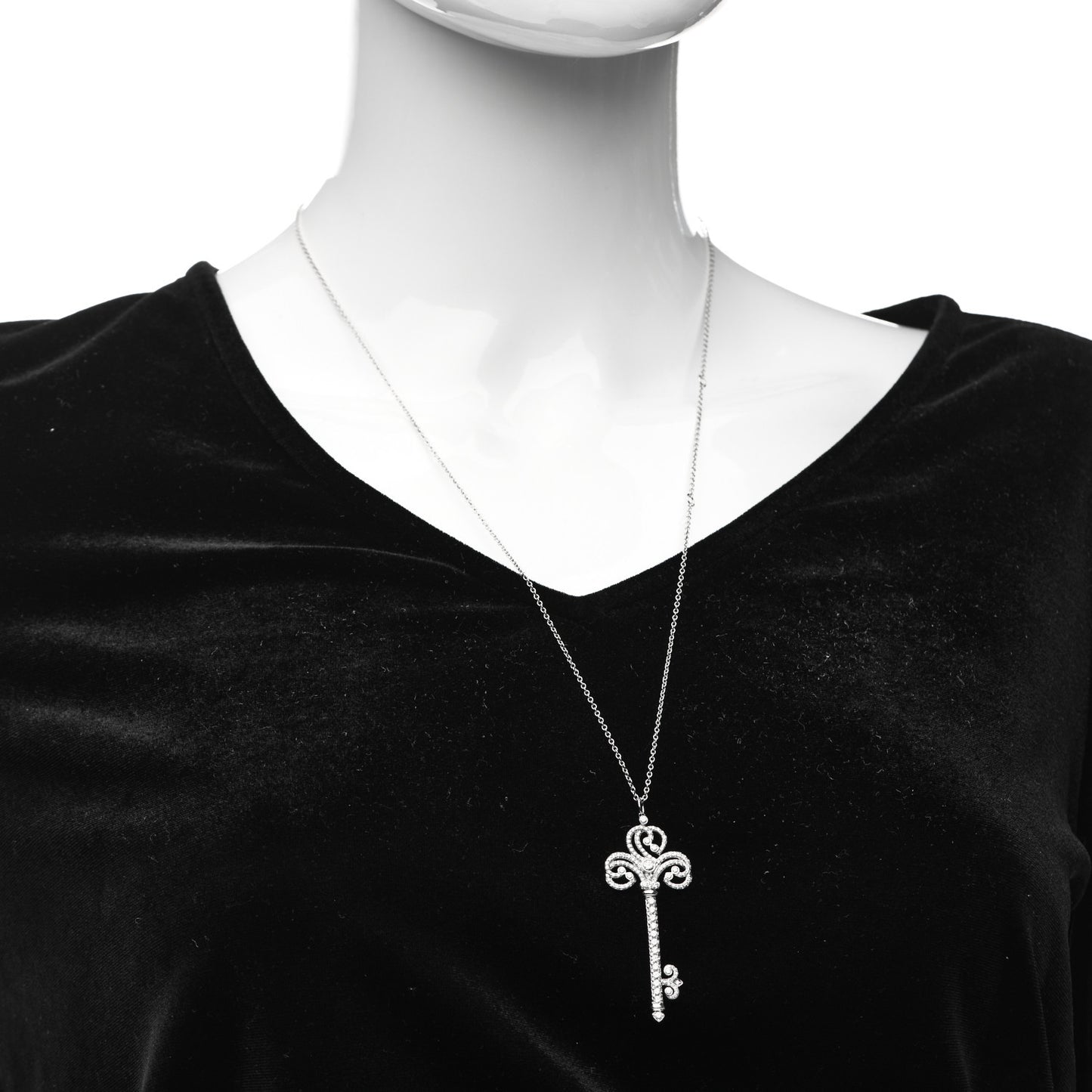 Platinum Diamond Enchant Heart Key Pendant Necklace