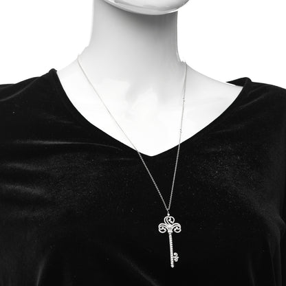 Tiffany Platinum Diamond Enchant Heart Key Pendant Necklace 2 of 5