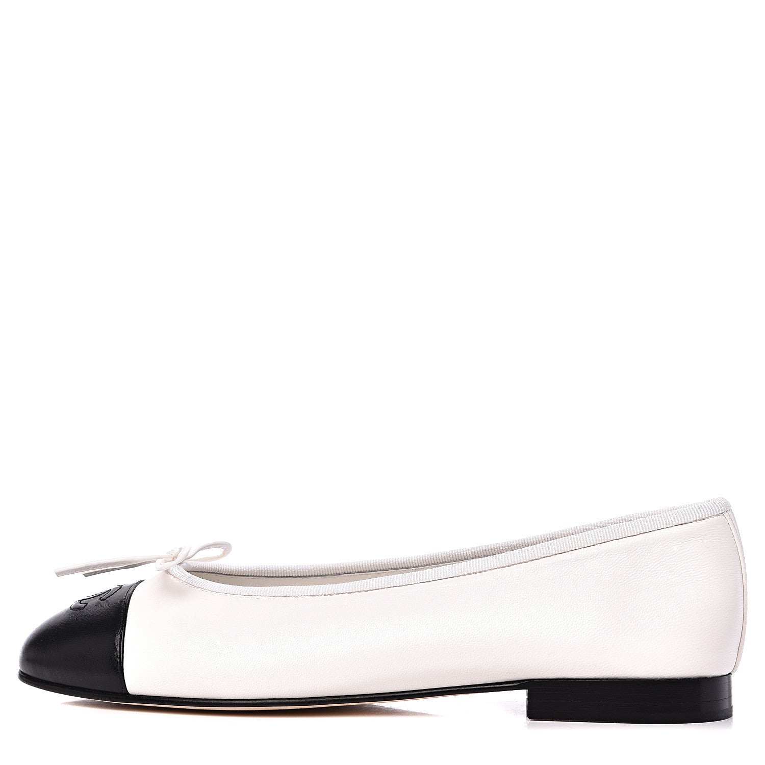 Chanel Lambskin Cap Toe Ballerina Flats 39 White Black 1 of 9