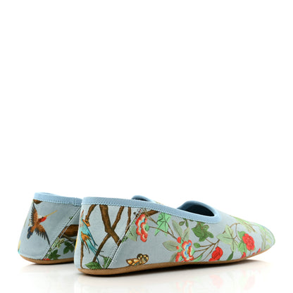 Gucci Satin Voyage Eco Tian Printed Womens Flats 36 Light Blue Multicolor 4 of 9
