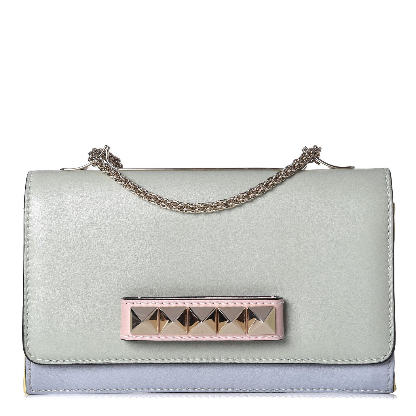 Calfskin Watercolor Va Va Voom Shoulder Bag Rose Green Yellow Sky
